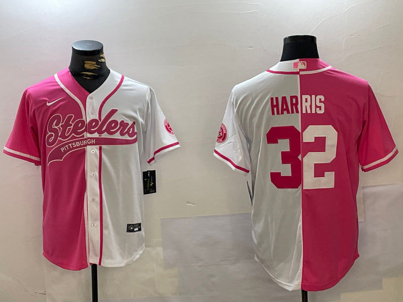 Men’s Pittsburgh Steelers Franco Harris #32 Pink/White Jersey