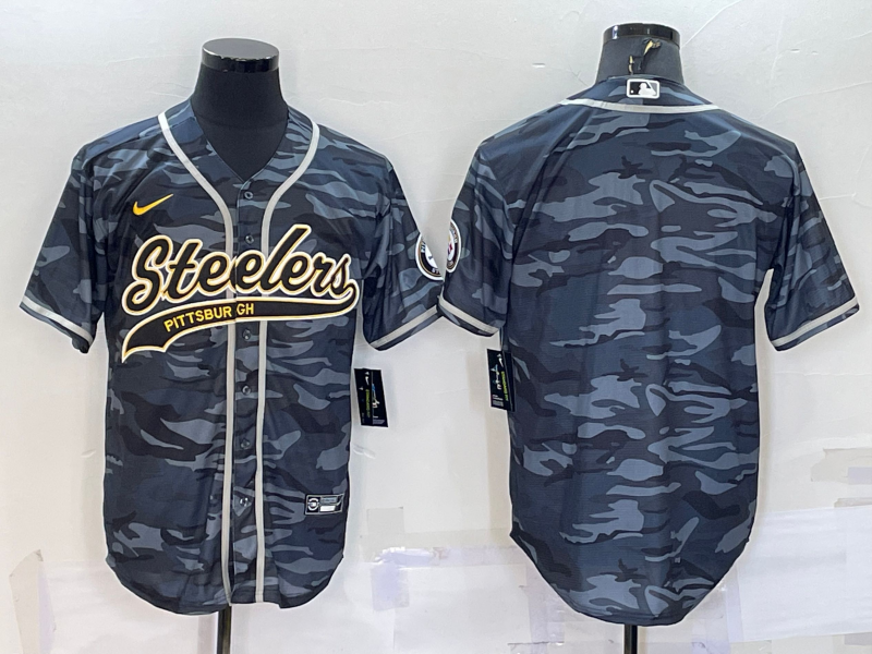 Men’s Pittsburgh Steelers Gray Camouflage Blank Jersey