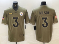 Men’s Pittsburgh Steelers Russell Wilson #3 Olive 2022 Salute To Service Limited Jersey