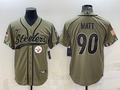 Men’s Pittsburgh Steelers T.J. Watt #90 Olive 2022 Salute To Service Limited Jersey Joint edition