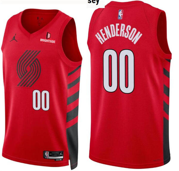 Mens Portland Trail Blazers #00 Scoot Henderson Red Statement Edition Player Jersey