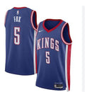 Mens Sacramento Kings #5 De’Aaron Fox  2024-25 Blue City Edition Jersey