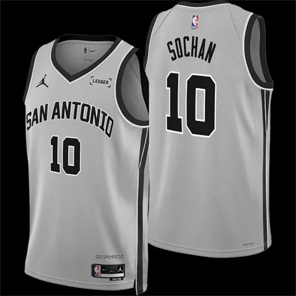 Mens San Antonio Spurs #10 Jeremy Sochan 2025-26 Silver Statement Edition Swingman Jersey