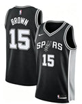 Men’s San Antonio Spurs #15 Maliq Brown Nike Black Icon Edition Swingman Jersey