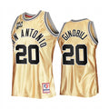 Men’s San Antonio Spurs #20 Manu Ginobili Gold Retro Hardwood Classics 50th Anniversary Jersey