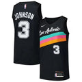 Men’s San Antonio Spurs #3 Keldon Johnson Black 2025-26 City Edition Swingman Jersey