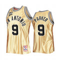 Men’s San Antonio Spurs #9 Tony Parker Gold Retro Hardwood Classics 50th Anniversary Jersey