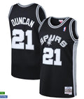 Mens San Antonio Spurs Retired Player #21 Tim Duncan Mitchell & Ness 1998-99 Hardwood Classics Jersey – Black