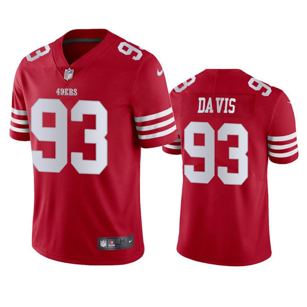 Men’s San Francisco 49ers #93 Kalia Davis Nike Scarlet Vapor Limited Player Jersey