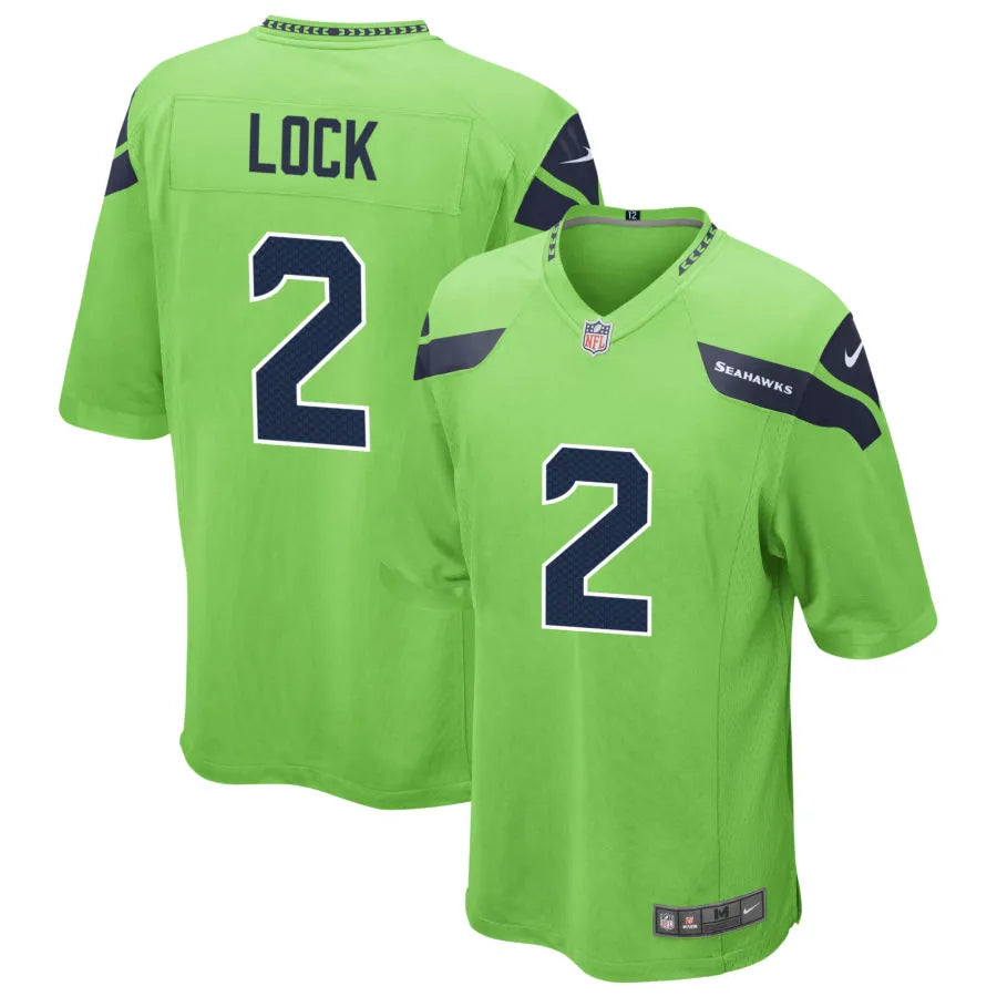 Men’s Seattle Seahawks #2 Drew Lock Nike Neon Green Alternate Vapor F.U.S.E. Limited Jersey