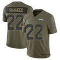 Men’s Seattle Seahawks #22 Rashid Shaheed 2025 Salute to Service Limited Jersey – Olive