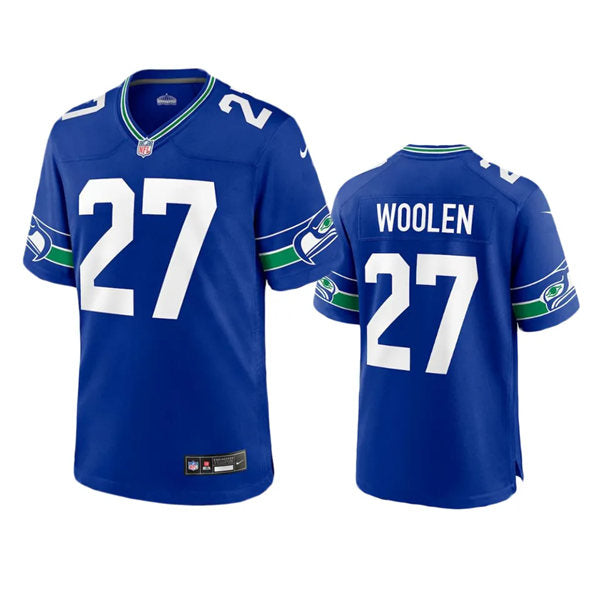 Mens Seattle Seahawks #27 Tariq Woolen Royal 190s Retro F.U.S.E. Limited Jersey