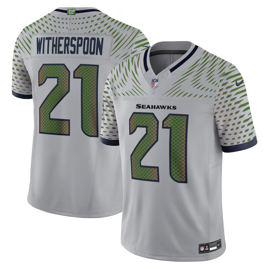 Men’s Seattle Seahawks Devon Witherspoon #21 Wolf Gray 2025 Rivalries Collection Limited Jersey