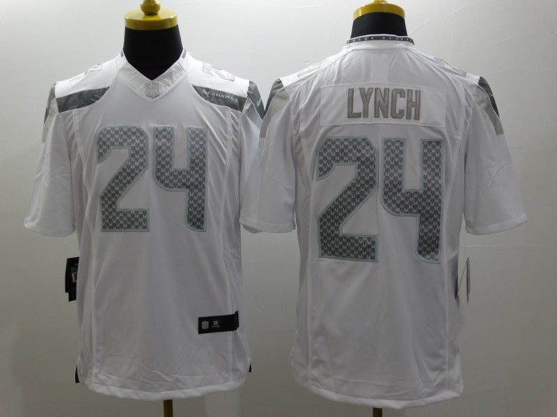 Men’s Seattle Seahawks Marshawn Lynch #24 White Jersey