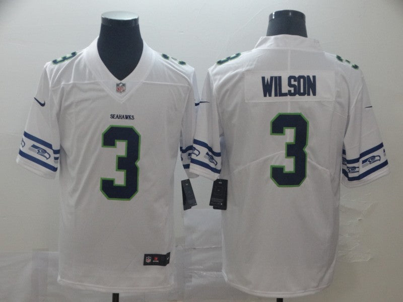 Men’s Seattle Seahawks Russell Wilson #3 White Alternate Jersey