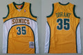 Men’s Seattle Supersonics #35 Kevin Durant Yellow 2007-08 Hardwood Classics Throwback Jersey