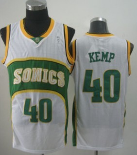 Men’s Seattle Supersonics #40 Shawn Kemp 1994-95 White Swingman Jersey