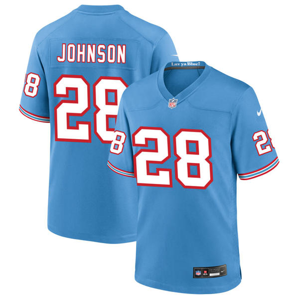 Mens Tennessee Titans Retired Player #28 Chris Johnson Nike Light Blue Oilers Throwback Vapor F.U.S.E. Limited Jersey