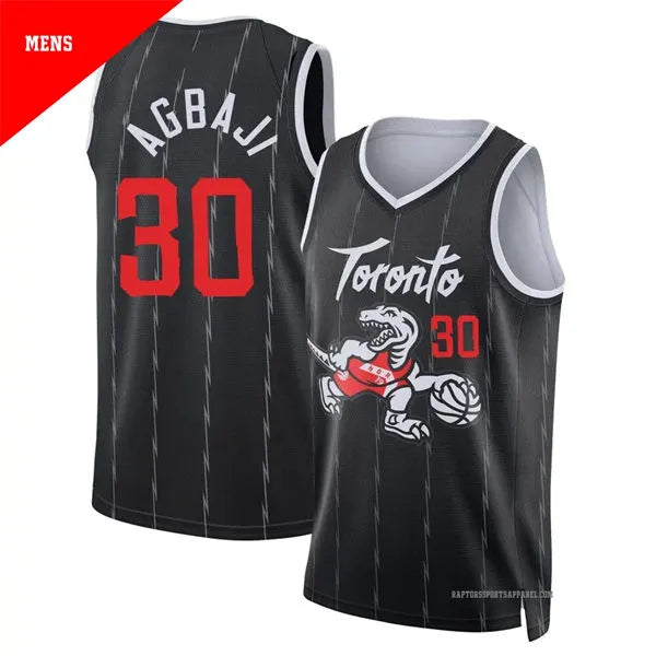 Mens Toronto Raptors #30 Ochai Agbaji Black 2025-26 City Edition Swingman Jersey