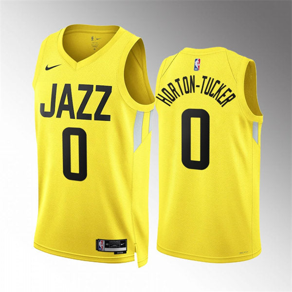 Mens Utah Jazz #0 Talen Horton-Tucker Yellow 2022-23 Icon Edition Jersey