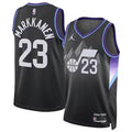 Mens Utah Jazz #23 Lauri Markkanen Black Statement Edition Swingman Jersey