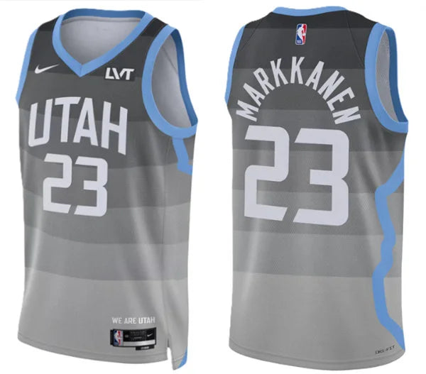 Mens Utah Jazz #23 Lauri Markkanen Nike 2025-26 Gray City Edition Swingman Jersey