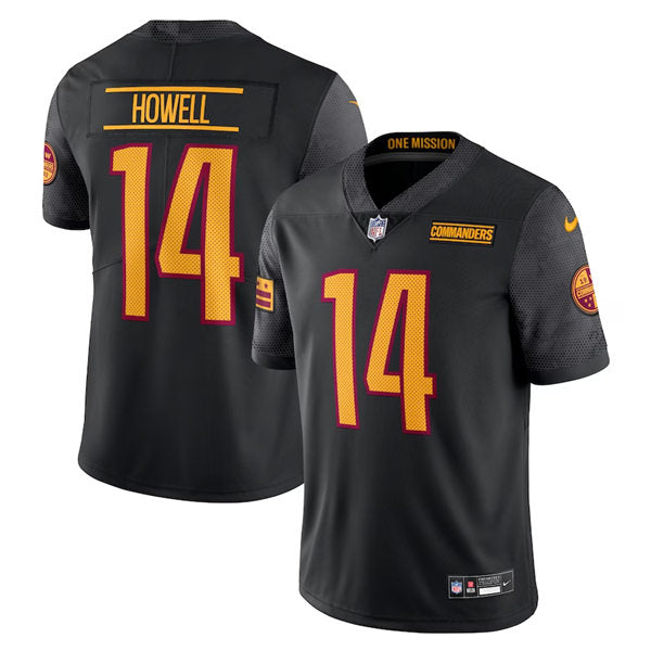 Mens Washington Commanders #14 Sam Howell Black Alternate Vapor Limited Jersey