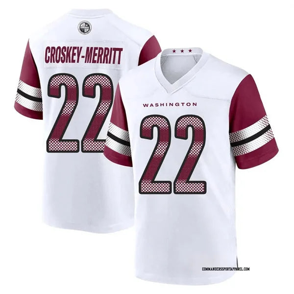 Mens Washington Commanders #22 Jacory Croskey-Merritt Nike White Away Vapor Limited Jersey